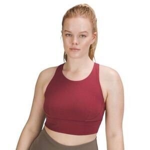 Lululemon Wunder Train Long Line Bra Dark Red Med Support Sz 8